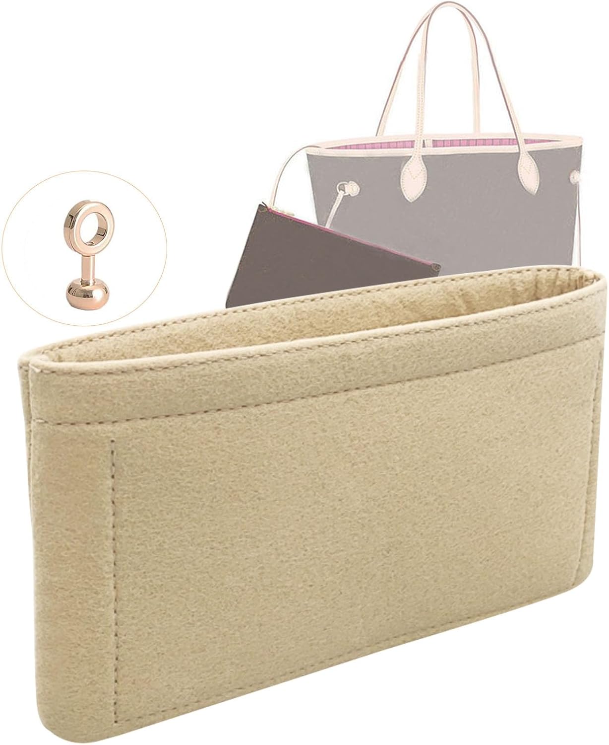 Lckaey purse Organizer for Storage Bag Liner Microfiber Organizer insert 3032-brown