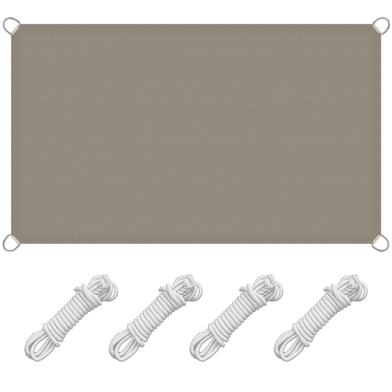 Voile d'ombrage 2x8m imperméable taupe toile tendue rectangulaire pour jardin