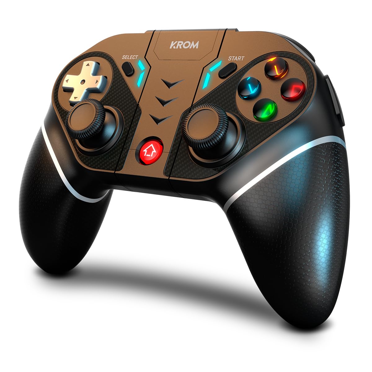 KROM KEXAL – Gamepad inalámbrico Bluetooth 5.0 + 2.4 GHz con turbo, doble vibración y soporte retráctil para smartphone – compatible con PC, Nintendo Switch, Android e iOS,