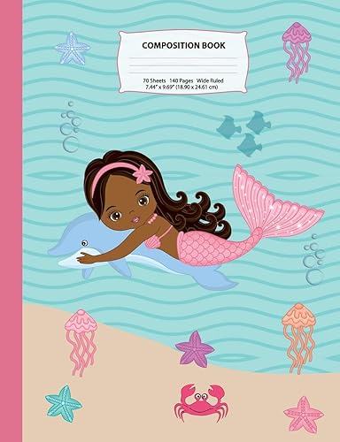 Composition Book: Wide Ruled African American Mermaid Composition Notebook 5, Mermaid Notebooks and Journals, Black Girl Notebooks, Notebook, African ... Volume 5 (Mermaid Composition Notebooks)