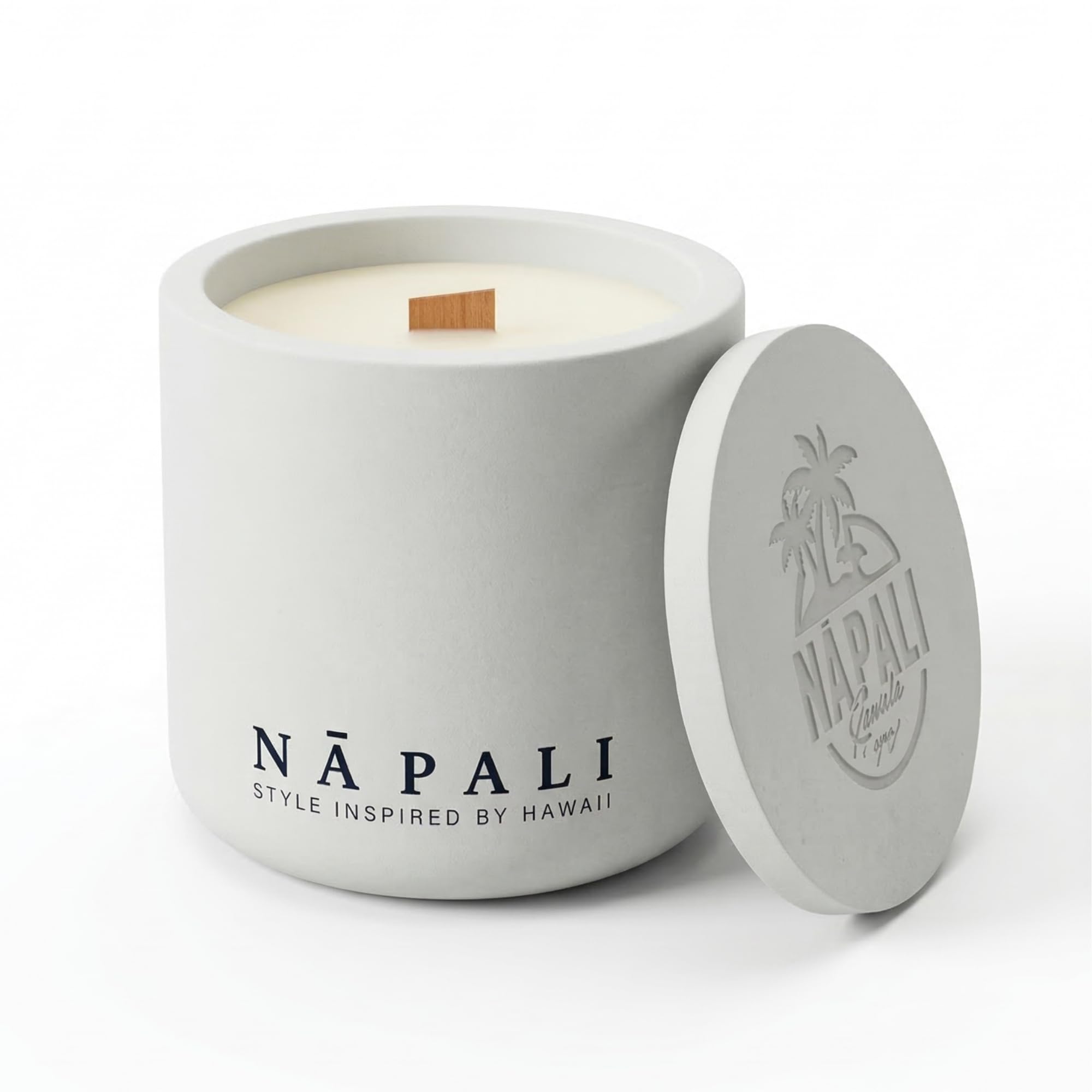 Na Pali White Wax | Pastel Green Jar Handcrafted Hawaiian Scented Candle With Crackling Wick | Nāulu Citrus Breeze | Eucalyptus, Bergamot & Lemon