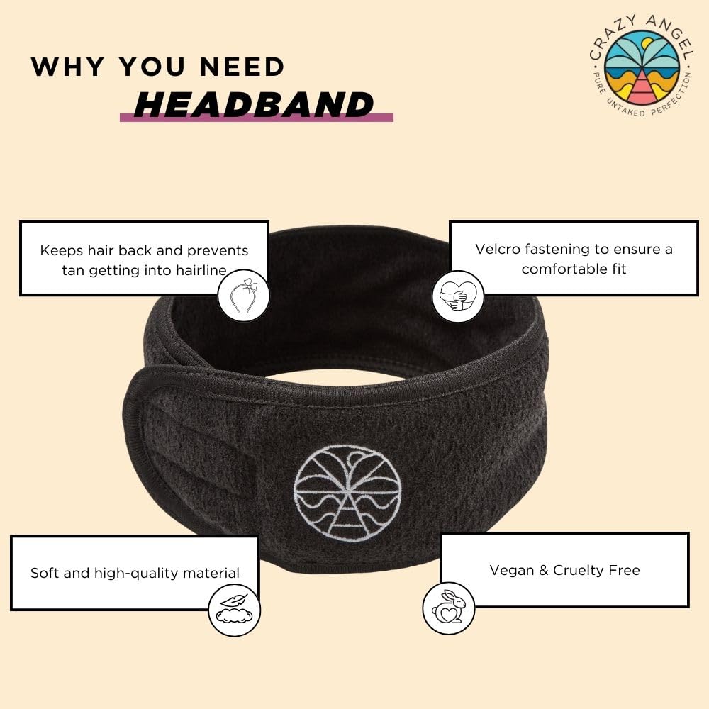 Crazy Angel Vegan Towelling Headband, Black - Image 3