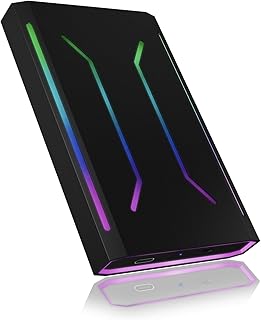 ICY BOX Obudowa gamingowa SSD 2,5 cala z oświetleniem RGB, USB 3.1 Gen 2 (10 Gb/s), połączenie USB-C, aluminium, kolor czarny, IB-G226L-C31