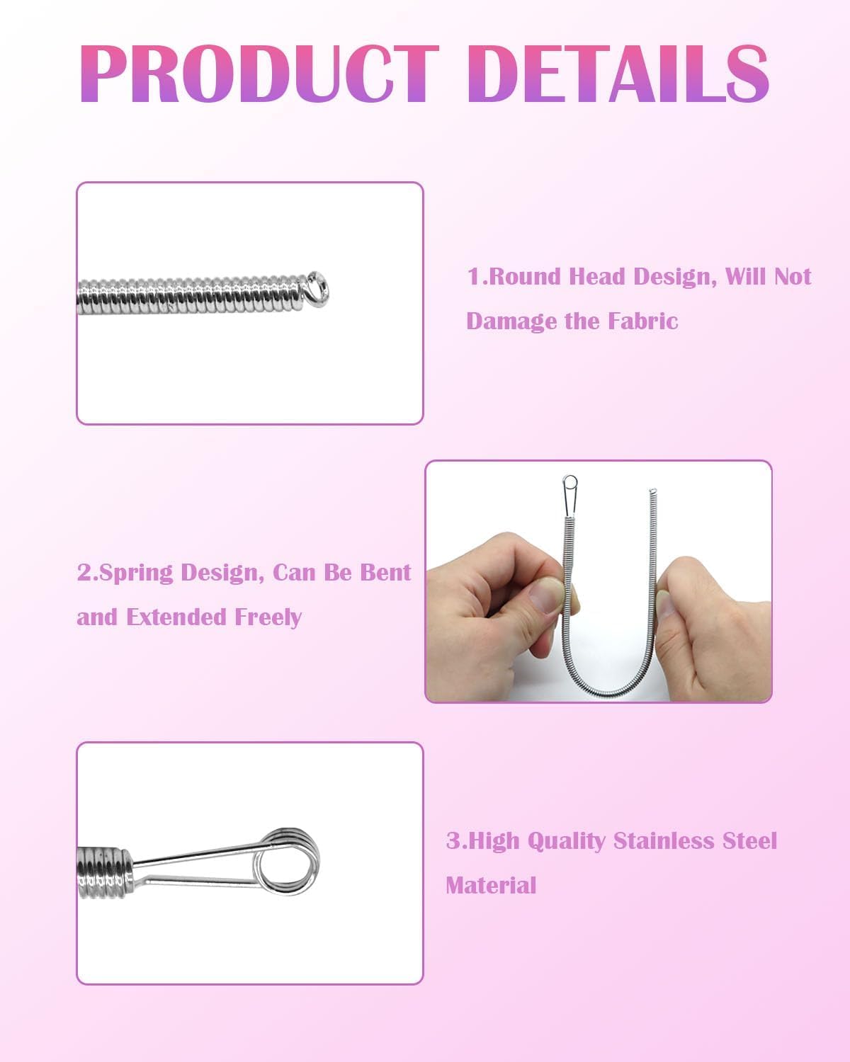 Spring Drawstring Threader,4Pcs Flexible and Elastic Drawstring Threader Tool DIY Rope Threader Clip Hoodie String Replacement Drawstring Puller for Sweatpants,Shorts,Jackets,Coat thumbnail