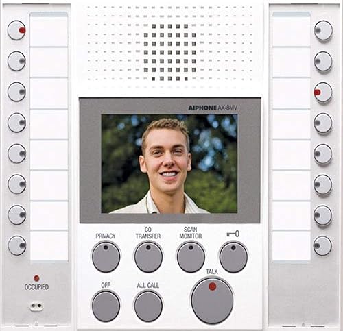Aiphone AX-8MV-W Estación maestra de audio/video blanca para sistema de seguridad integrado de audio y video de la serie AX