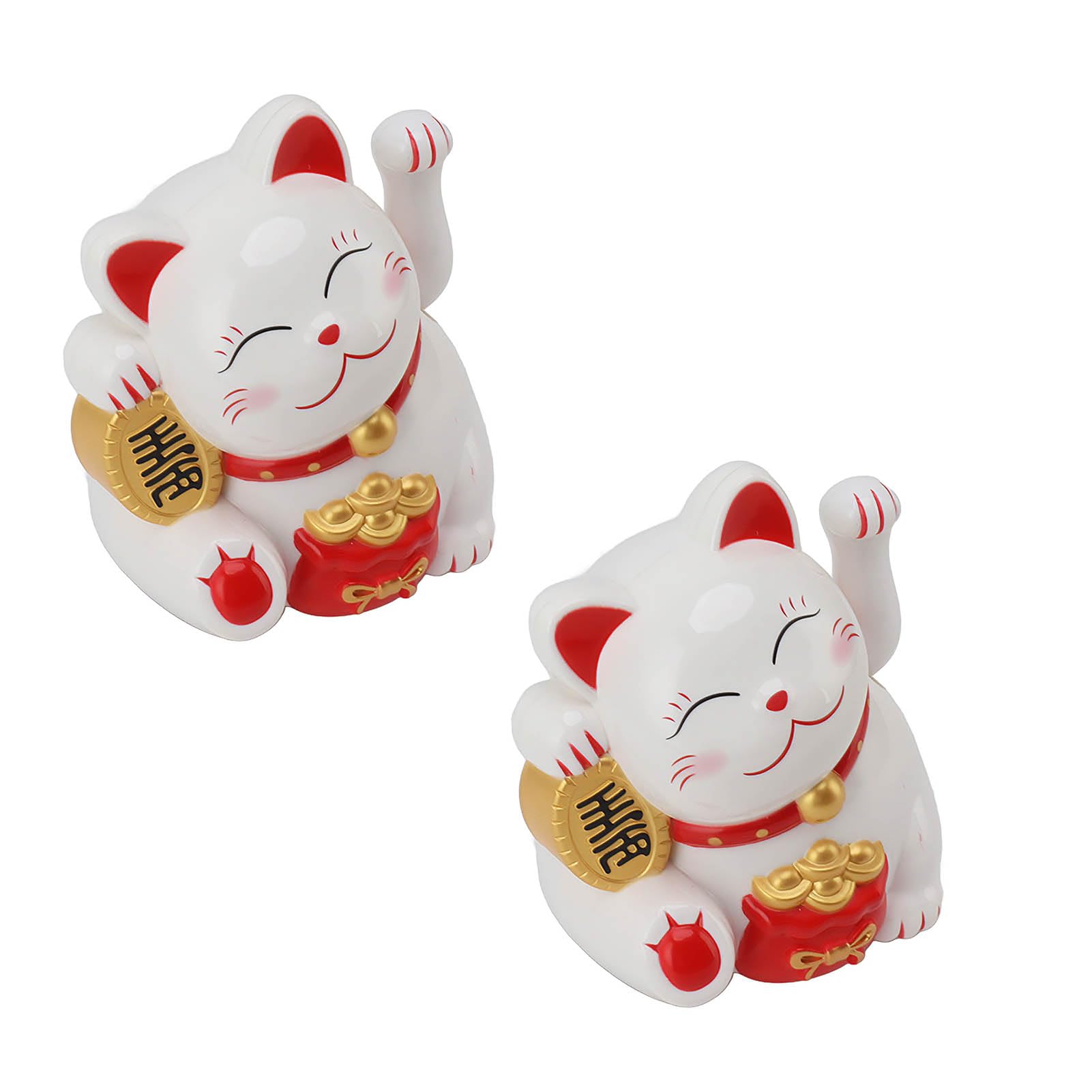 Chat Porte-bonheur Agitant le Bras EMUKOEP Blanc 14 cm en Plastique pour Décoration