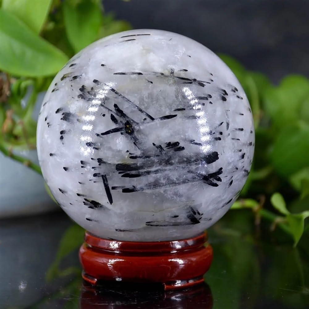 SHFTQXSLAT Beautiful Black Tourmaline Ball Crystal Quartz Sphere Ornaments (Size : 900-1000g)