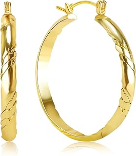 14K Gold Earrings for Women Trendy Lightweight Hoops Earrings Gold Cutti...
