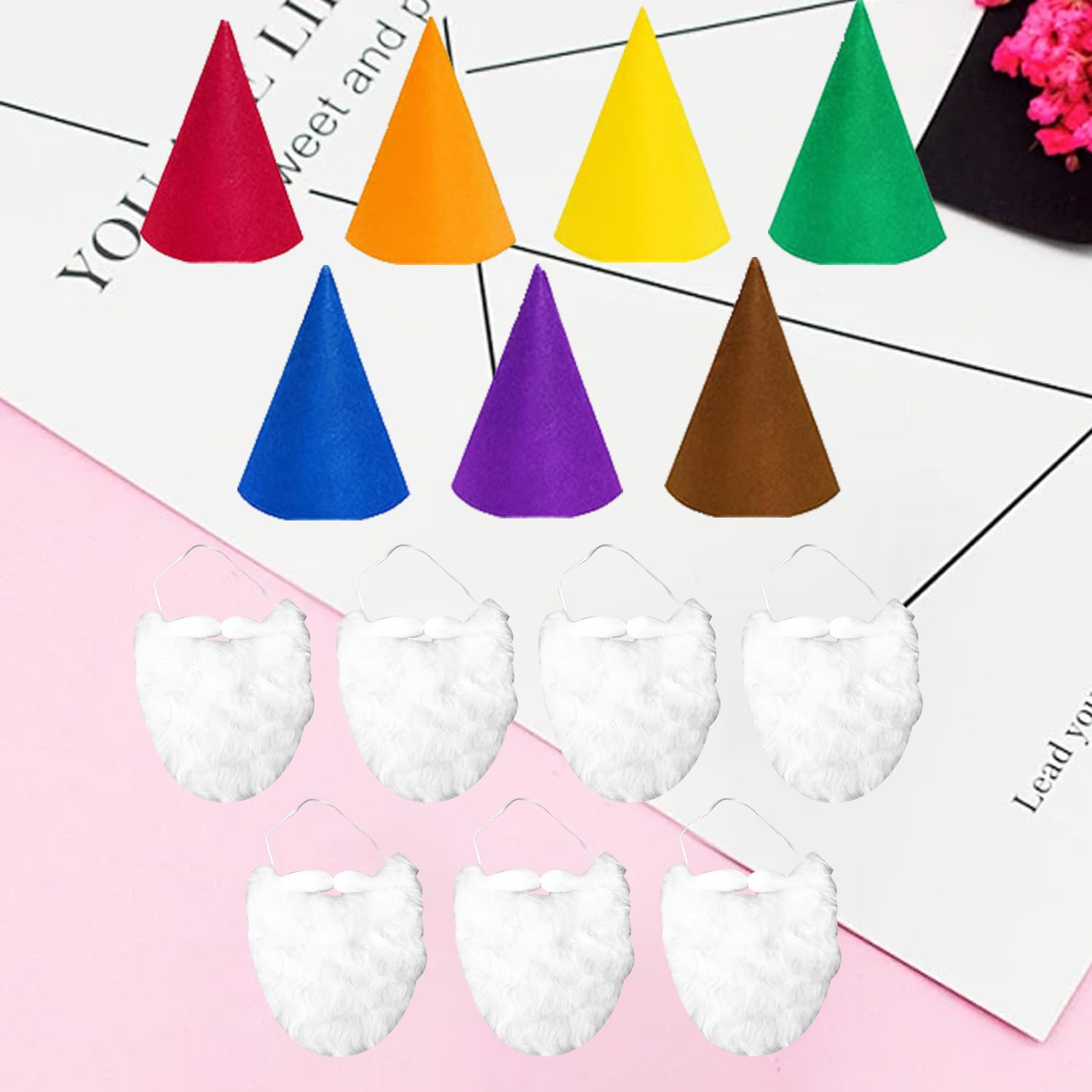 RmKbe 14pcs Gnome Costume Sets Christmas Gnome Hats Fake Beard Christmas Fairy Tale Costumes for Christmas Halloween Party - Image 3