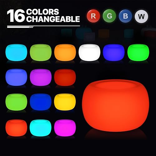 Miniatura 4 de MoNiBloom Mesa de cóctel LED de 16 pulgadas para bar con control remoto, recargable, 16 colores RGB cambiantes, mesa de pub iluminada, tambor