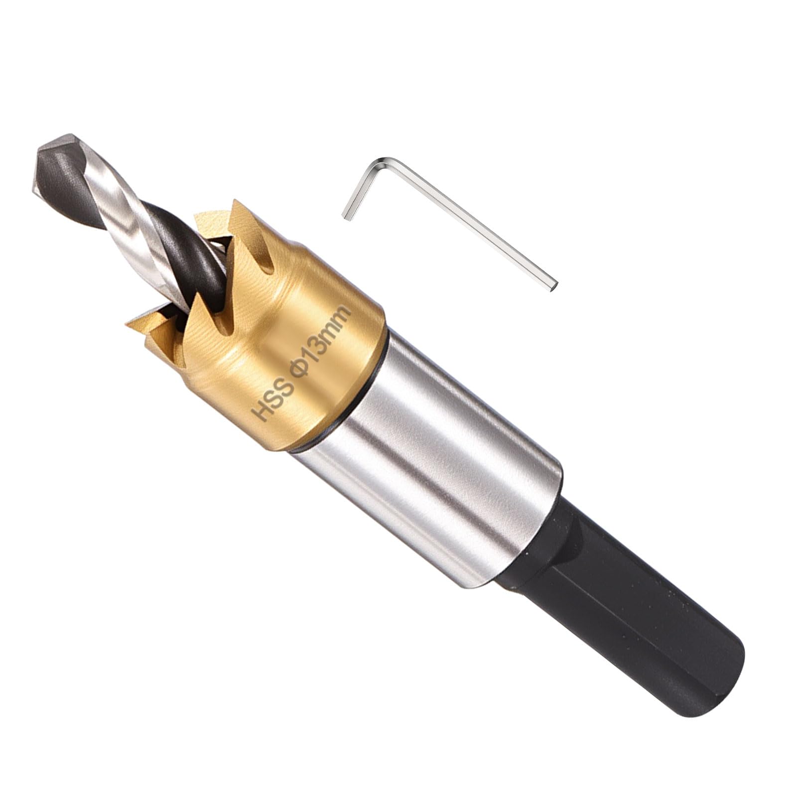 METALLIXITY Hole Saw 13mm (1/2"), M35 High Speed Steel Hole Cutter with Center Drill Bit, Hex Key and Spring