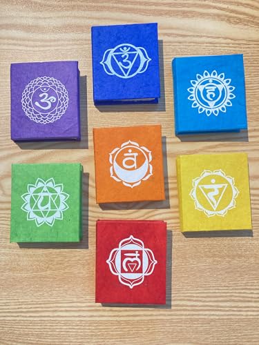 Carnet tibétain fait à la main en papier Lokta artisanat d'art coloris Chakra