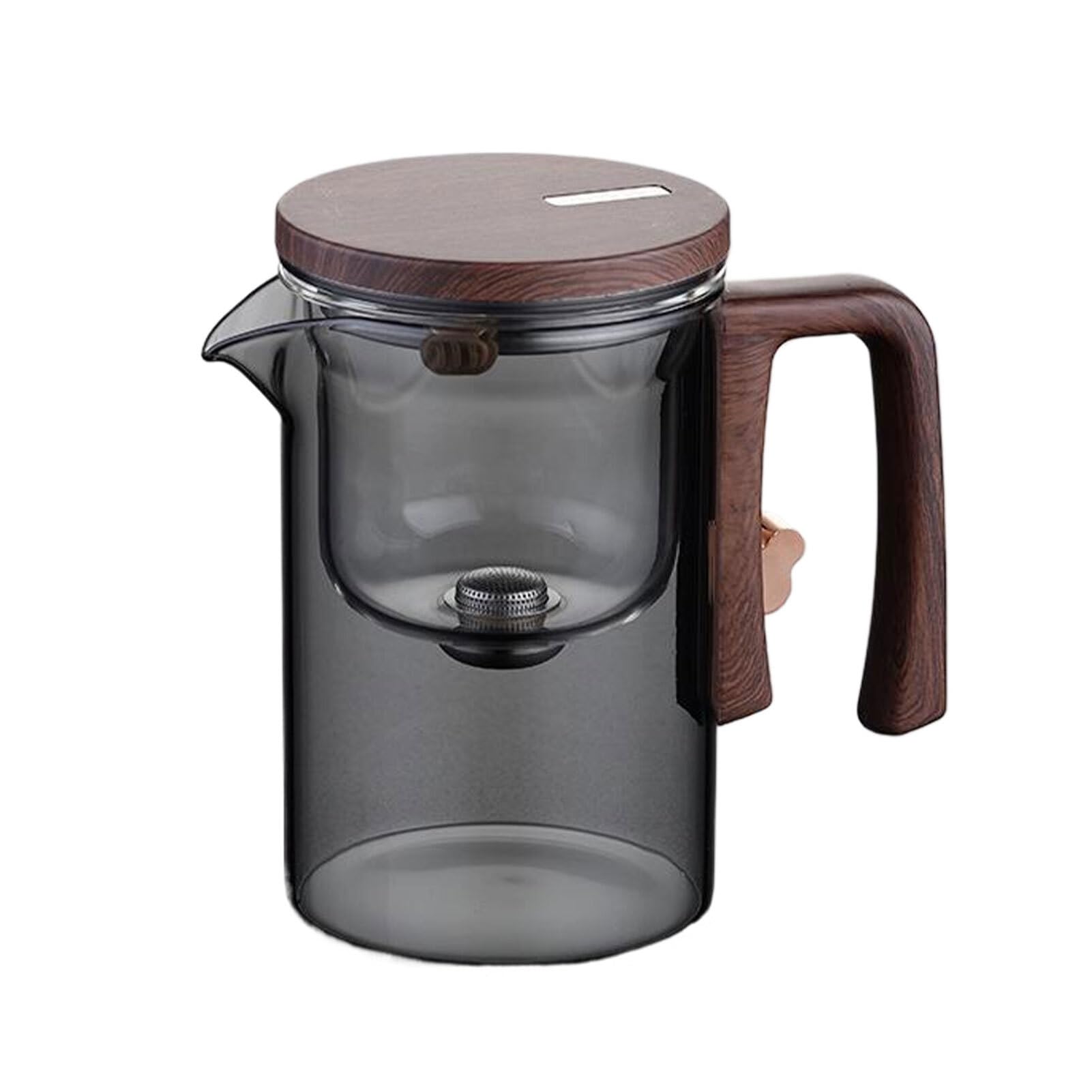 Teekanne mit Sieb, magnetischer Filter, Glaskanne zum Aufbrühen von Tee, einfache Schalter Glas Teekanne mit Sieb, klare Teekanne, Grau, 520 ml