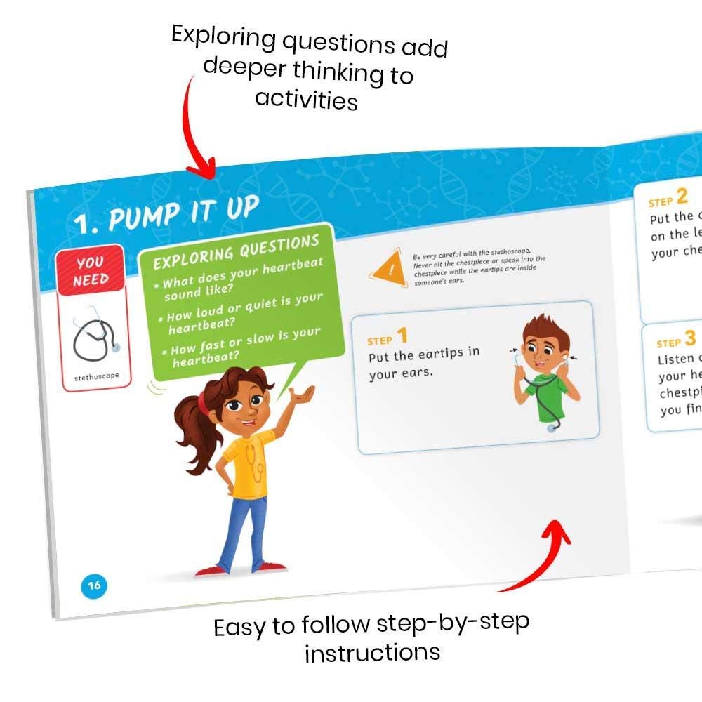 hand2mind Science Kit Head to Toe Human Body, STEM Activities for Kids Ages 5-7, STEM Toys, Slime Kit, Kids Storybook, Human Body for Kids, 10 at Home Science Experiments for Kids - Image 4