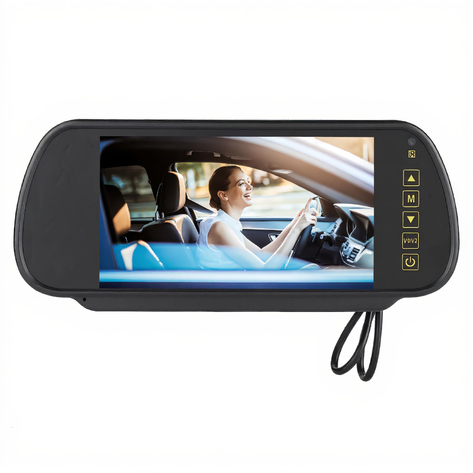 Wendry Display LCD per Auto,Interfaccia Video Av1 AV2,Protezione da cortocircuito per Auto da 7 Pollici Specchio retrovisore Monitor LCD con oscuramento Automatico Telecamera Posteriore