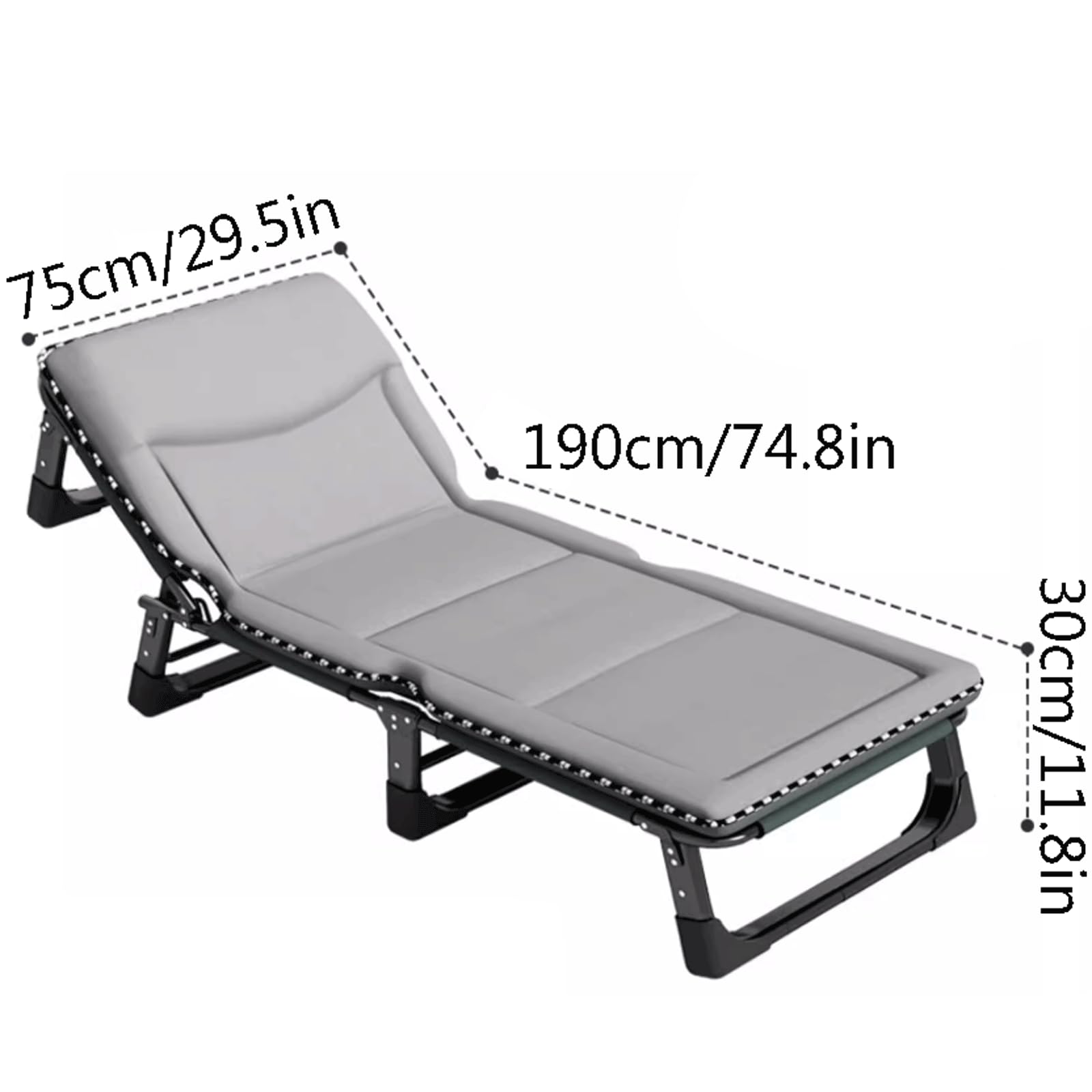 SUREK Portable Cotton Foldable Camping Bed with Mattress Height Adjustable Folding Bed Comfortable Camping Cot for Outdoor Office Comfortable