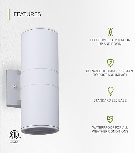 Miniatura 3 de ASD Lámpara redonda de montaje en pared cilíndrica  Enchufe de bombilla E26 de 8 pulgadas, 60 W, 120 V, impermeable, antioxidante, con certificación