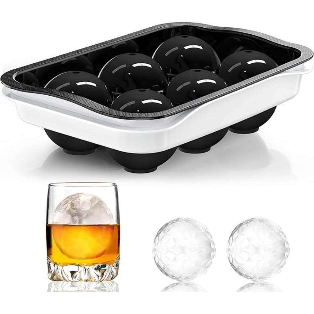 Easy Push Premium Pop Up Ice Cube Tray with Flexible Silicon Bottom and Over Lid, 6 Cube Trays Stackable Durable and Dishwasher Safe (Black, Pack of 1)