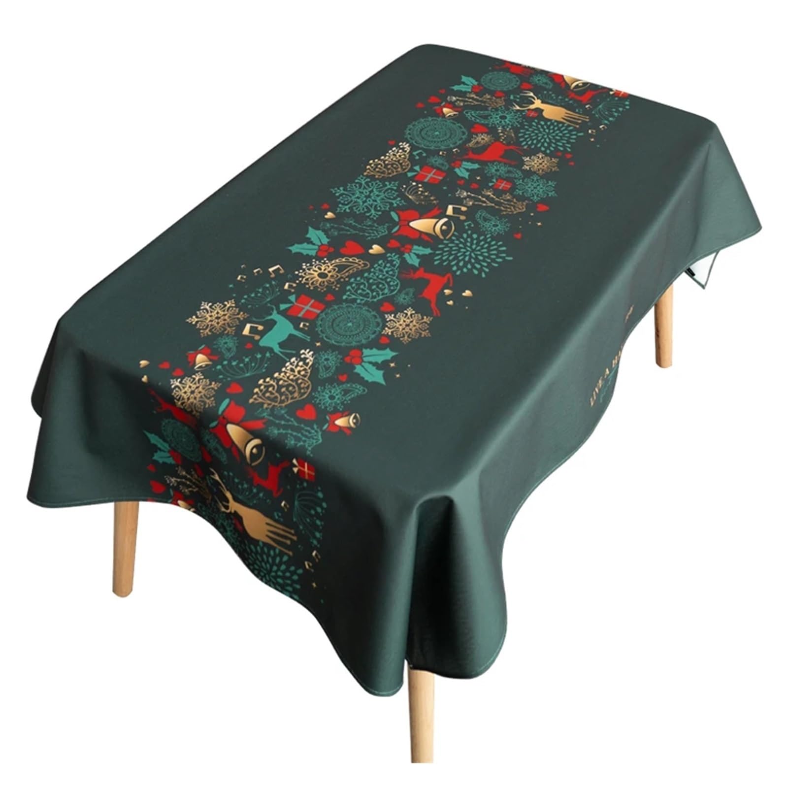 tischtuch weihnachten Wind Fest Weihnachten Tuch Kunst Tischdecke Wasserdicht und Öl-beständig Haushalt Urlaub Party Dekoration Zubehör Tisch Matte für Partys, Dekoration(White,140x140cm55x55inch)