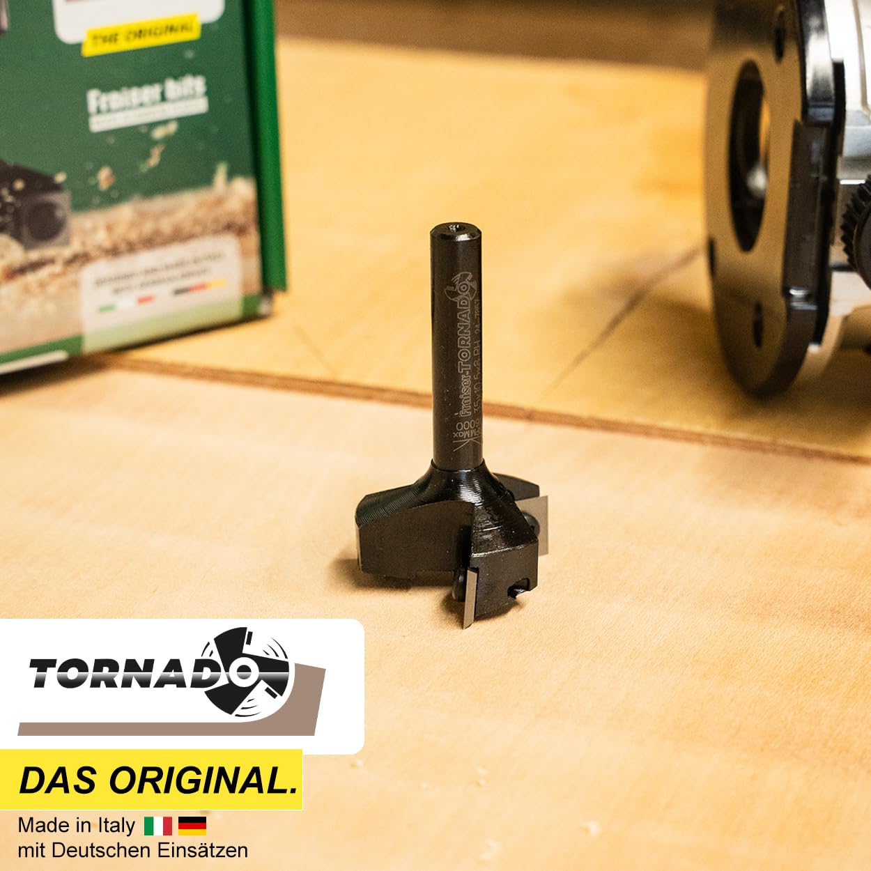 Fraiser Tornado - Planfräser Holz mit Schnittdurchmesser 35 mm und 8 mm Schaft, 3 austauschbaren HM-Wendeplatten - Flächenfräser, Kantenfräser und Nutfräser für CNC und Oberfräse