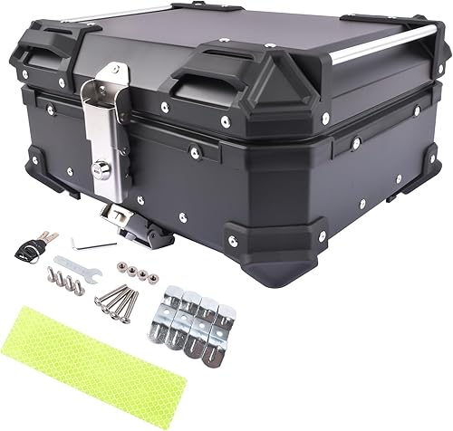 Miniatura 10 de Maleta superior de motocicleta negra de 45 L, caja superior de aluminio impermeable para maletero de motocicleta, caja de cola con cerradura de