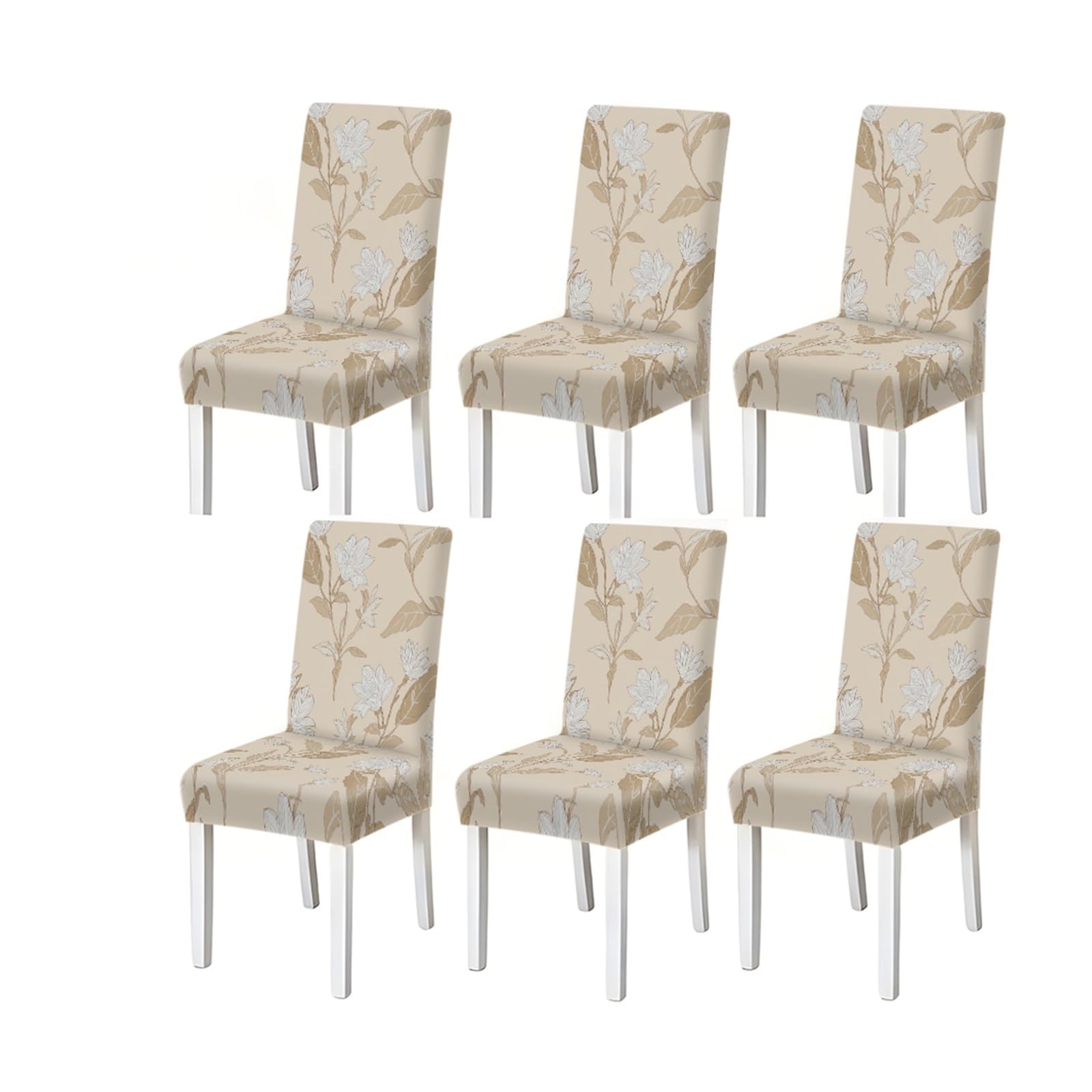 FZJKGH Magnolia Floral Pattern Print Dining Chair Covers Set Of 2/4/6, Stretch Slipcovers For Kitchen Dining Room Removable Stretch Slipcovers for Dining Chairs(6PCSChair cover)
