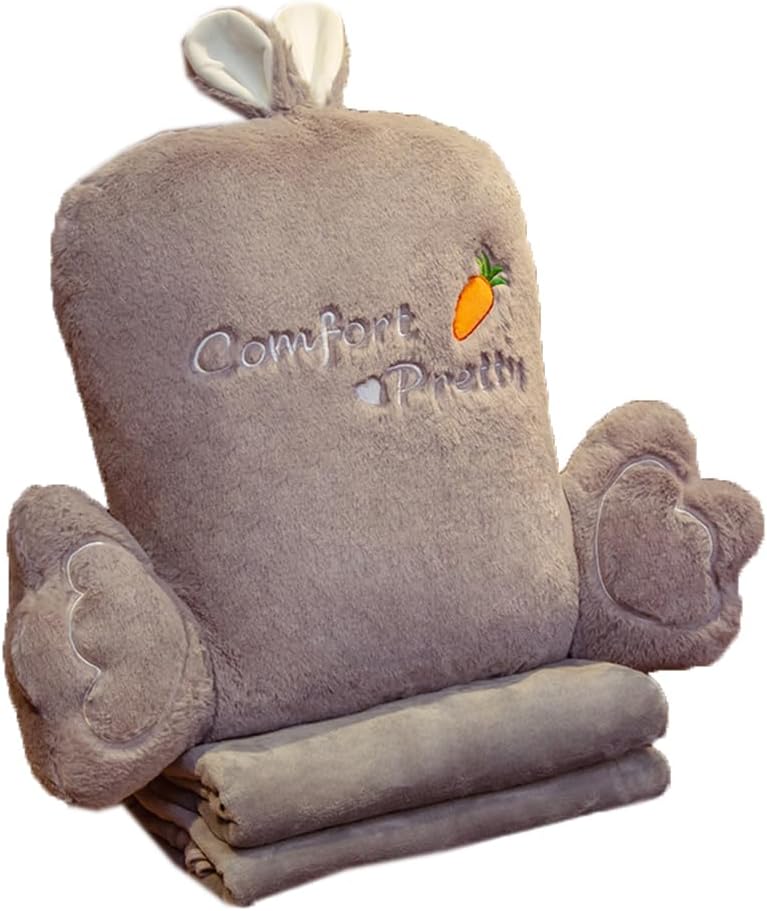 Tingting's Dream Office Chair Waist Pillow Sofa Lumbar Back Cushion Backrest Pillow Bed Rest Reading Pillow Cute Plush Lumbar Pillow (Green Rabbit, 60×70CM/23.6"×27.56")