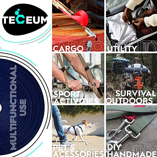 Image of TECEUM 3 /4 inch & 5 /8 inch & 1 inch & 1.5 inch & 2 inch Webbing - 10 25 50 Yards - 40+ Colors - Heavy Duty 1 Inch 1.5 Inch 2 Inch Backpack Straps - Webbing for Outdoors Indoors Crafting DIY