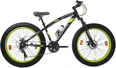 Avon Cycles YAMA Men's 26T 21 Speed Fat Mountain Terrain Bike with Front Suspension and Double Disc Brake (26 X 4.00, 40.50cm) Black & Green