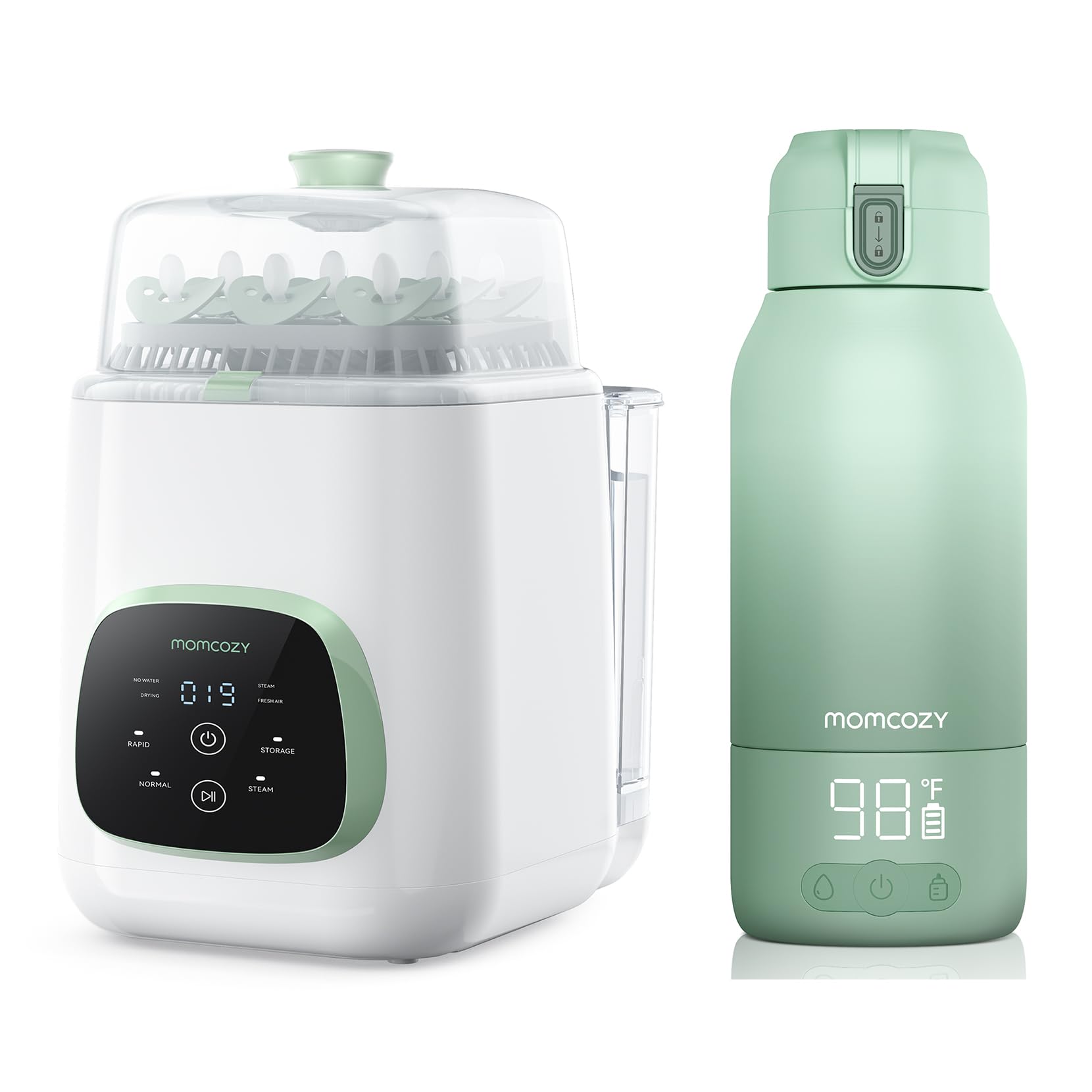 Momcozy Scaldabiberon Portatile, Riscaldamento Rapido e Lunga Durata della Batteria,Momcozy KleanPal Pro Lavabiberon elettrico per biberon 3-in-1: lavaggio, sterilizzazione e asciugatura per biberon