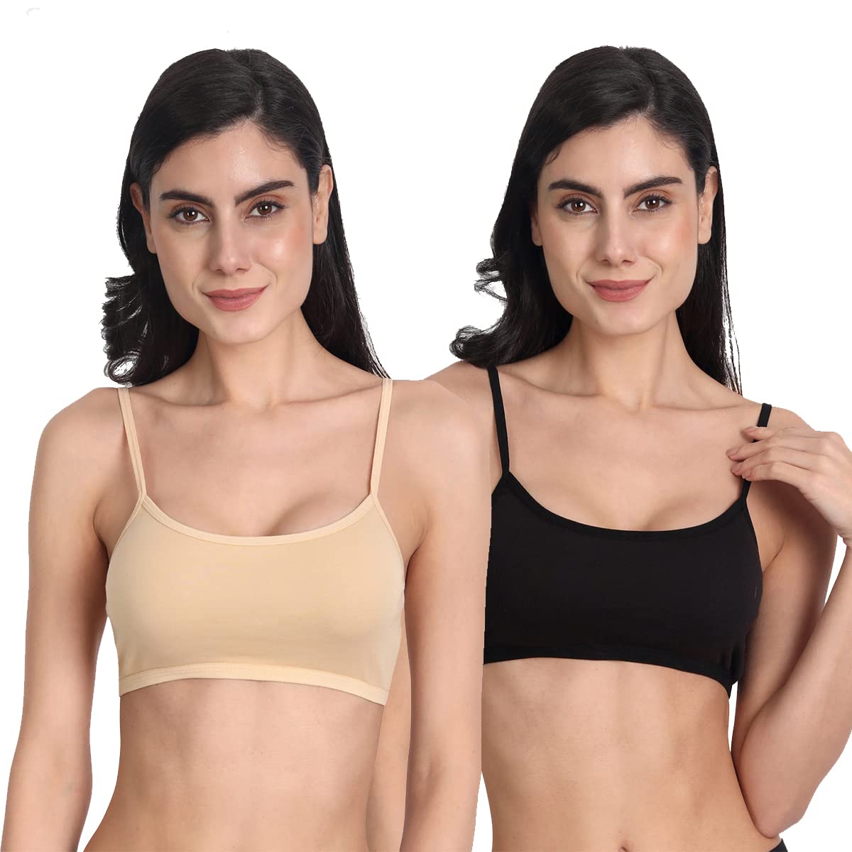 Women's Cotton Non-Padded Non-Wired Low Coverage Sports Bra Pack of 2-image-32