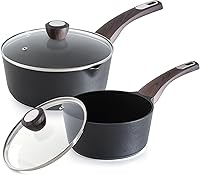 SENSARTE 2.0 & 3.0 Quart Nonstick Saucepan Set with Lids - Induction Compatible, PFOA-Free Swiss ILAG Coating, Pour Spouts, Easy Clean
