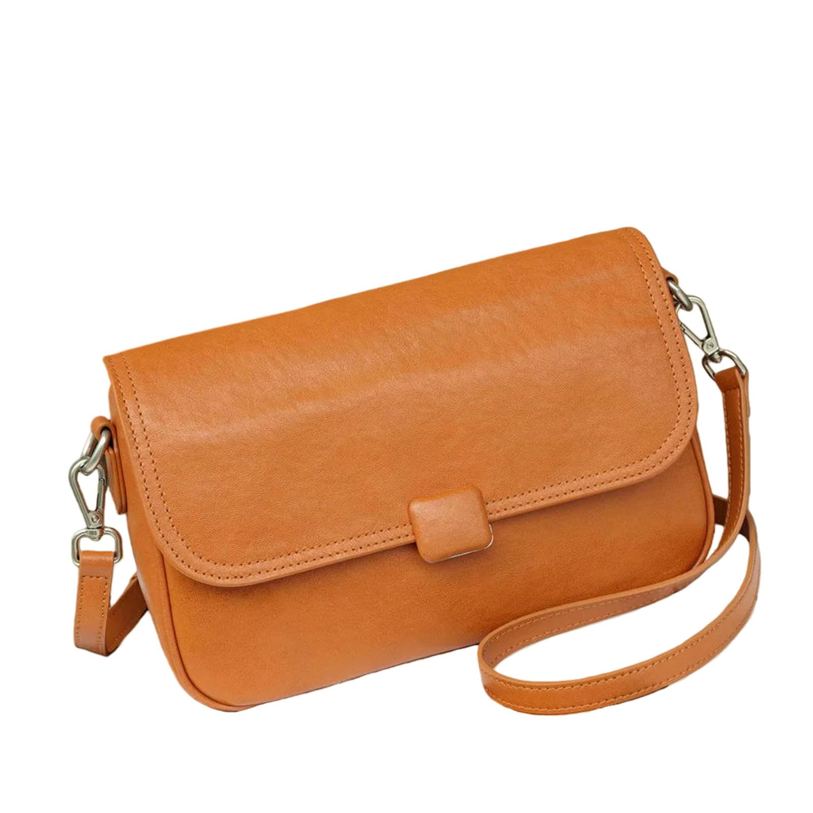 Borsa a Tracolla da Donna Pochette Spalla Convertibile E Borsetta Ascellare Mini Quadrata-Giallo Terra