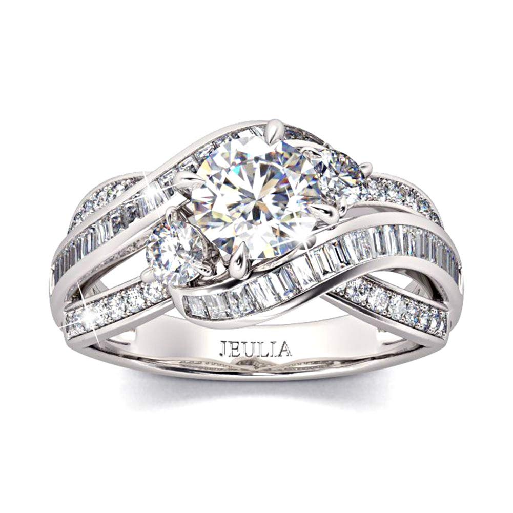 Jeulia Three Stone Crossover Ring