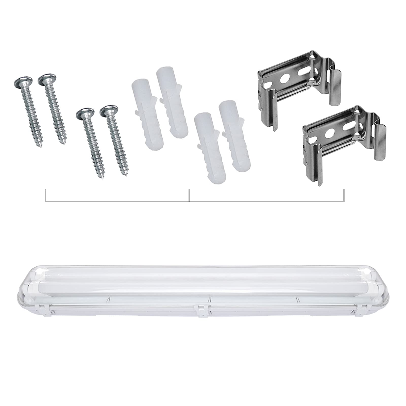 Sonnewelt Reglette LED garage 120 cm illuminazione impermeabile 6 unità 18 W 3600 LM IP65 2 x T8 tubo Reglette Led impermeabile, bianco freddo 6000 K garage officina plafoniera per officina, sotto