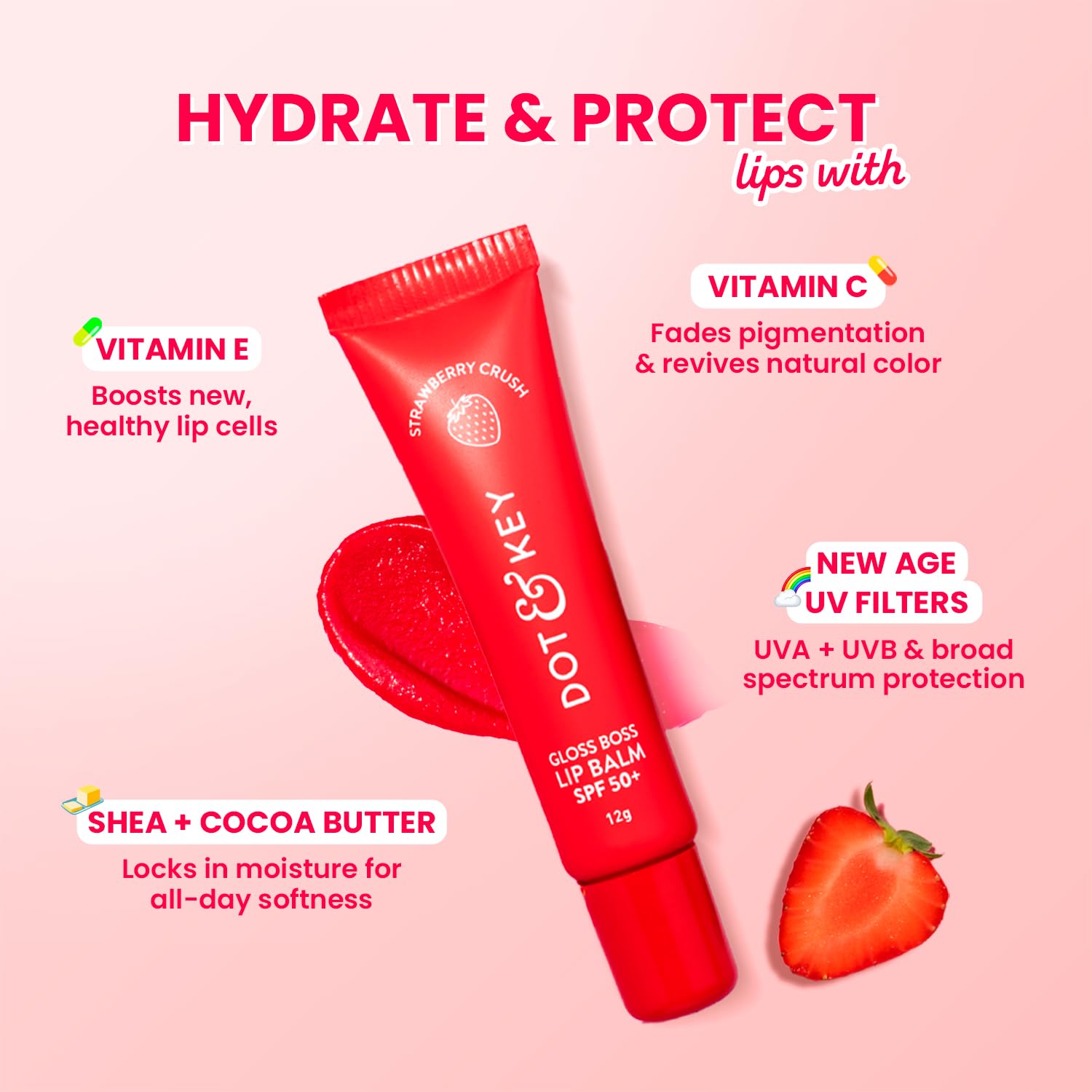 Dot & Key Strawberry Lip Balm - SPF 50 Hydration -4