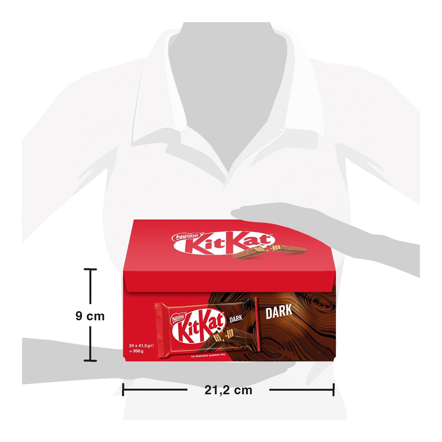 KITKAT Dark Wafer ricoperto di Cioccolato Fondente, 24 Snack da 41,5g (996g)