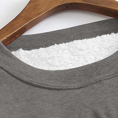 Miniatura 3 de Womens Christmas Sweater Round Neck Long Sleeve T Shirt Letter Print Warm Sherpa Sweatshirt Comfy Dressy Outfit