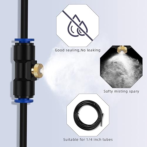 Miniatura 9 de lifeegrn Sistema de refrigeración por nebulización, rociadores para patio exterior, línea de nebulización de 40 pies+10 boquillas de
