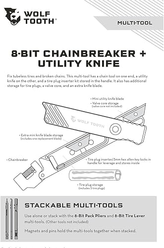 Miniatura 5 de Wolf Tooth Cortacadenas de 8 bits + cuchillo multiherramienta