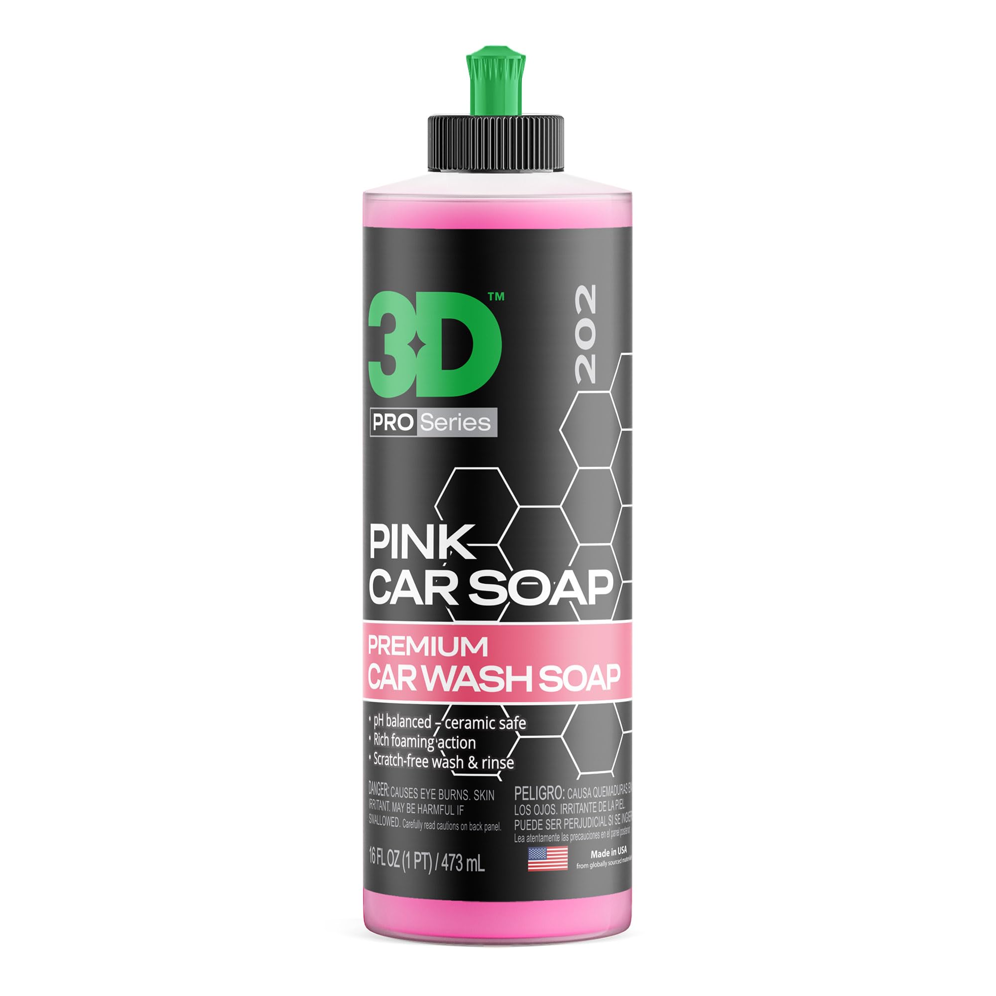 3D Pink Car Soap – 16 oz |pH Neutral Car Wash Soap with High Suds & Cherry Scent | Scratch-Free, High Gloss Shine | Safe on Wax & Sealants | Weekly Car Care