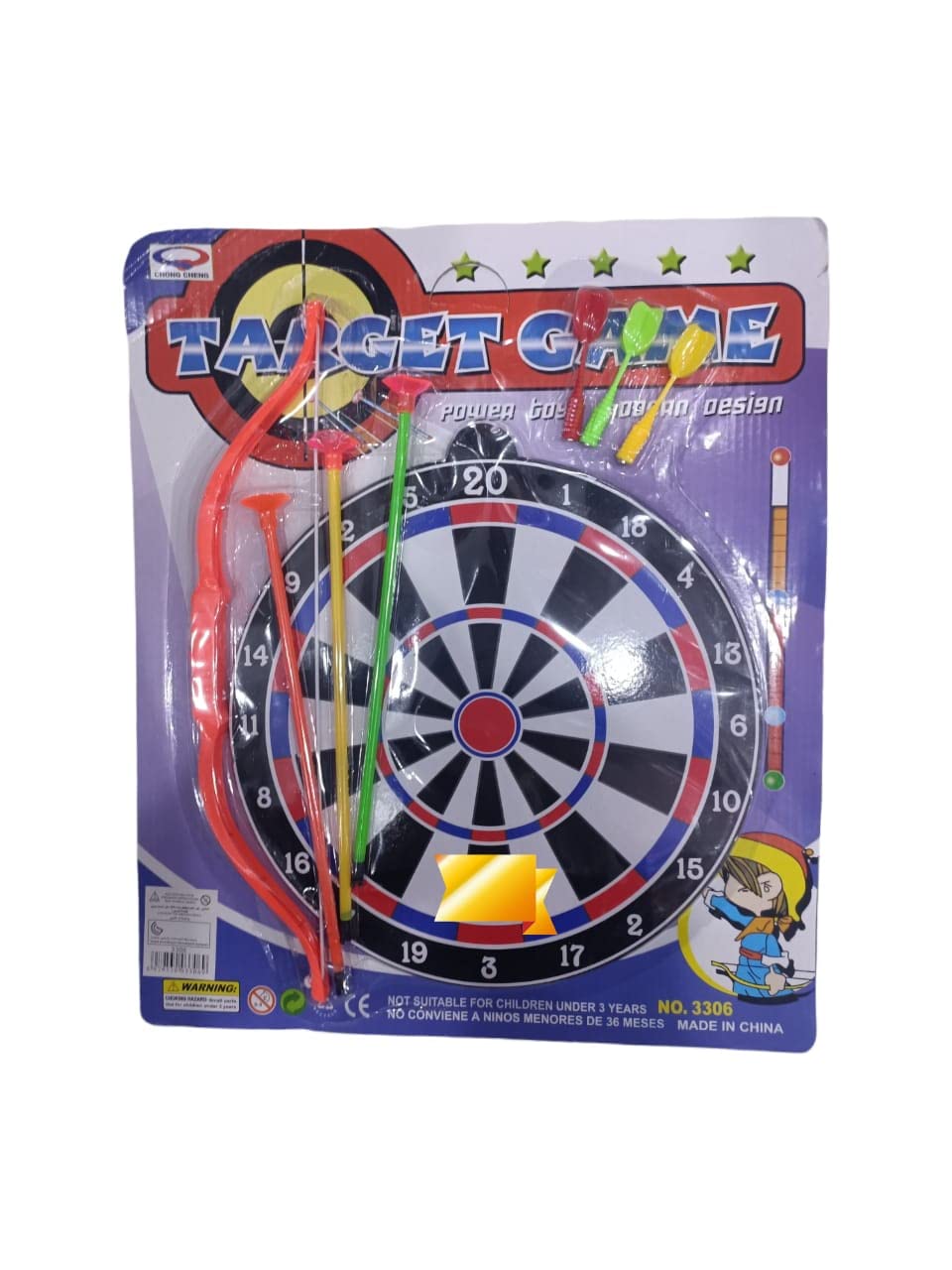 Archery Toy Set - Include Target, Bow, Arrow - Durable Archery Game - Indoor Outdoor Toys, Garden Fun Game for Kids Age 6 and Up (Target Game NO. 3306)