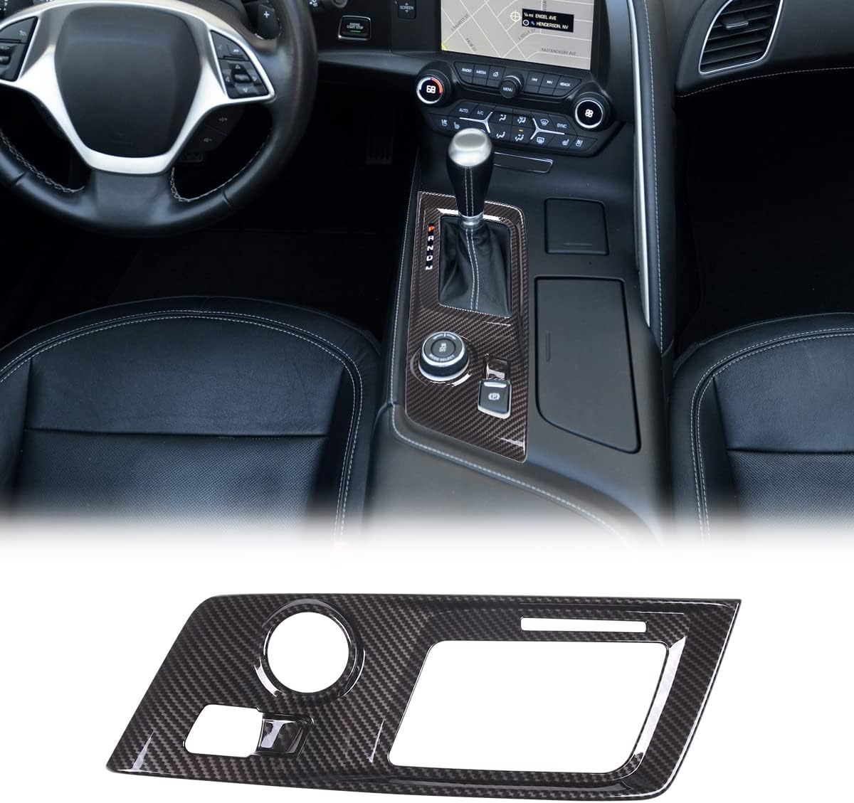 Car Interior Gear Shift Frame Trim Sticker for Chevrolet Corvette C7 2014-2019 Control Gear Shift Knob Panel Frame Cover Auto Accessories (Gloss Black)