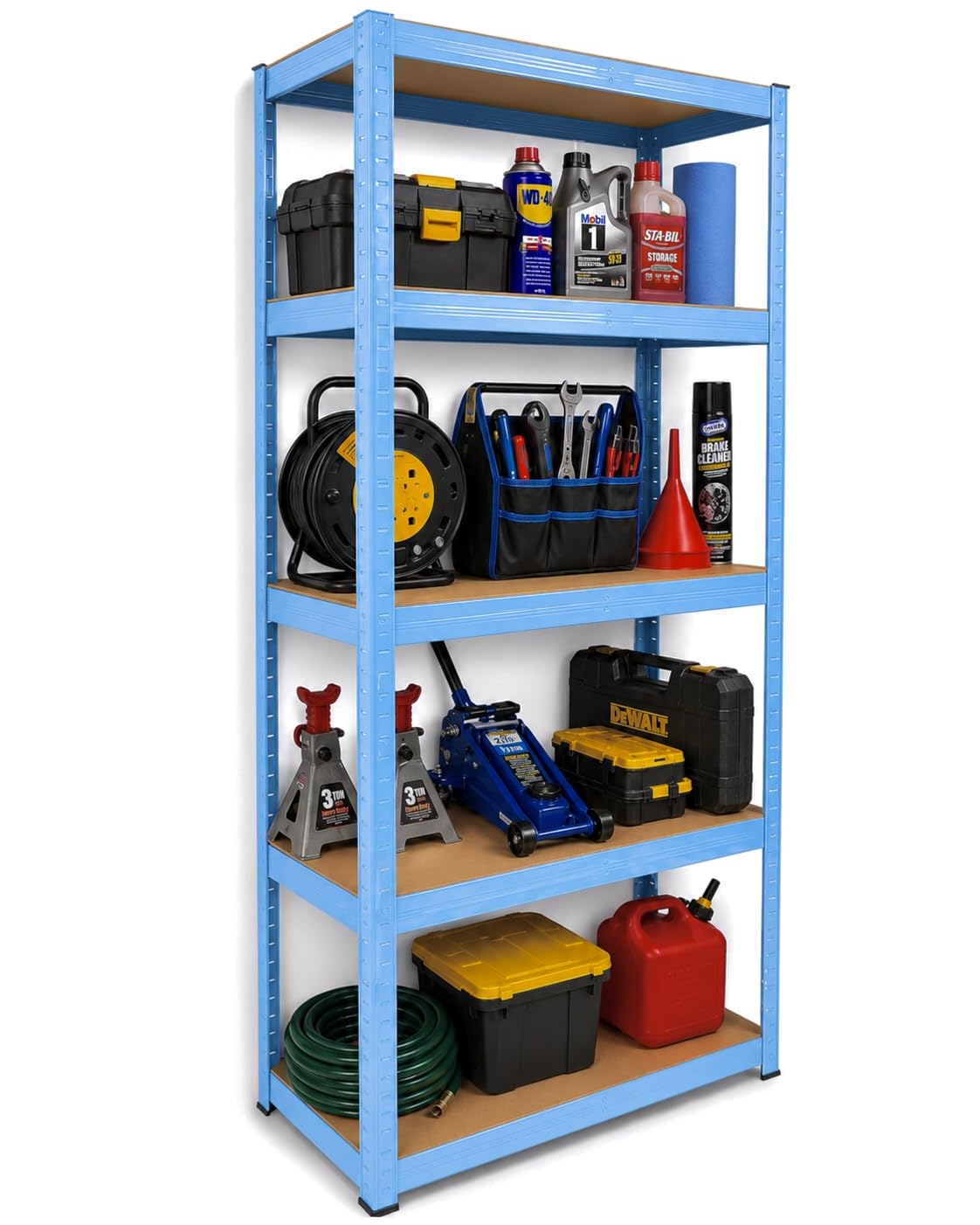 DIVCHI 5 Tier Storage Rack Heavy Duty Shelving Aluminium Garage Shelves Heavy Duty Shed Storage Racking Shelf For Warehouse Workshop & Office (Light Blue, 180cm x 90cm x 40cm, Pack of 1)
