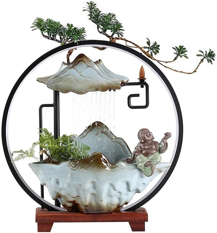 Small Fountain Indoor Tabletop Fountain Creative Living Room Circulating Water Landscape Fountain Humidifier Office Home Furnishings Tabletop Fountains