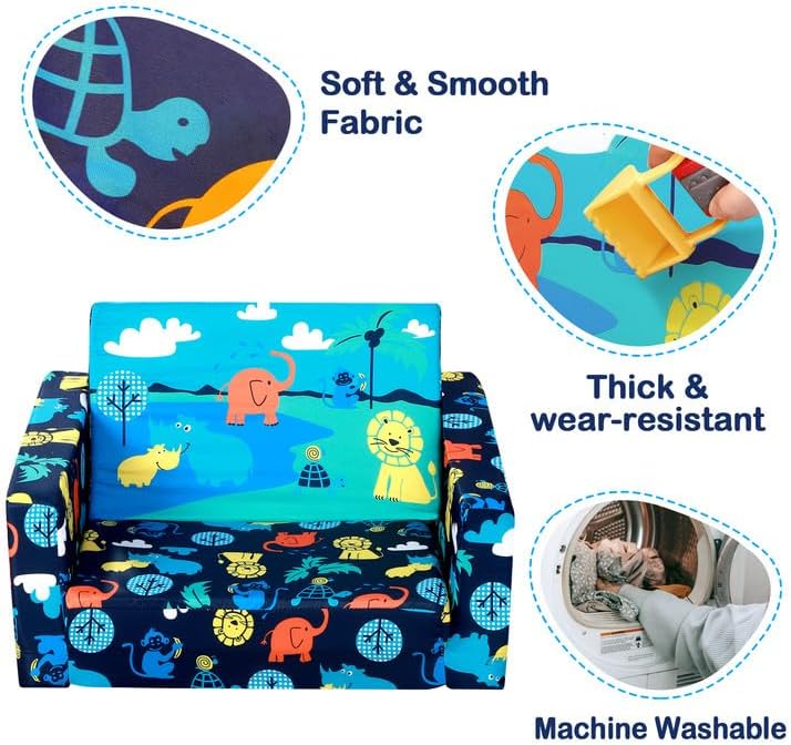 Miniatura 7 de MallBest Sofá cama para niños sillón tapizado para bebé silla para fiestas de pijamas reclinable abierto rosa rojocastillo