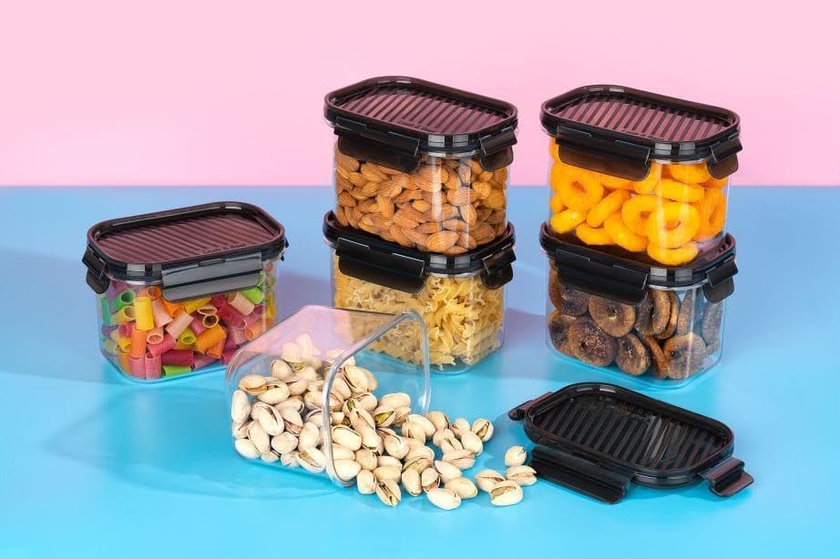 Image of RECLUSE 700ml food storage container Air Tight 100% Unbreakable Container Lock System Kitchen Storage Container, BPA-Free, Plastic Canisters with Durable Lids Ideal for Cereal (pack of 2)