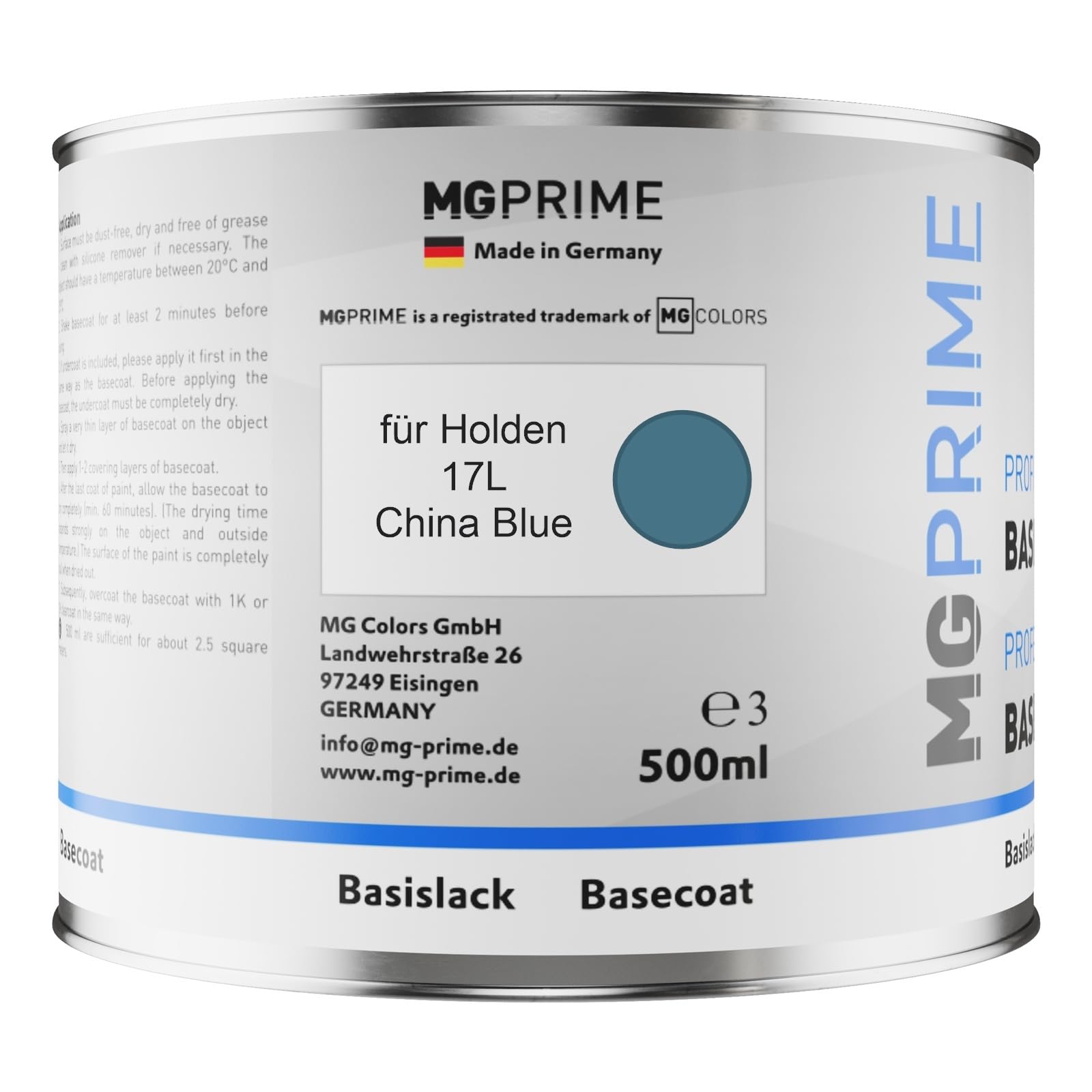 MG PRIME Kit pots de Peinture voiture pour Holden 17L China Blue 1,25L
