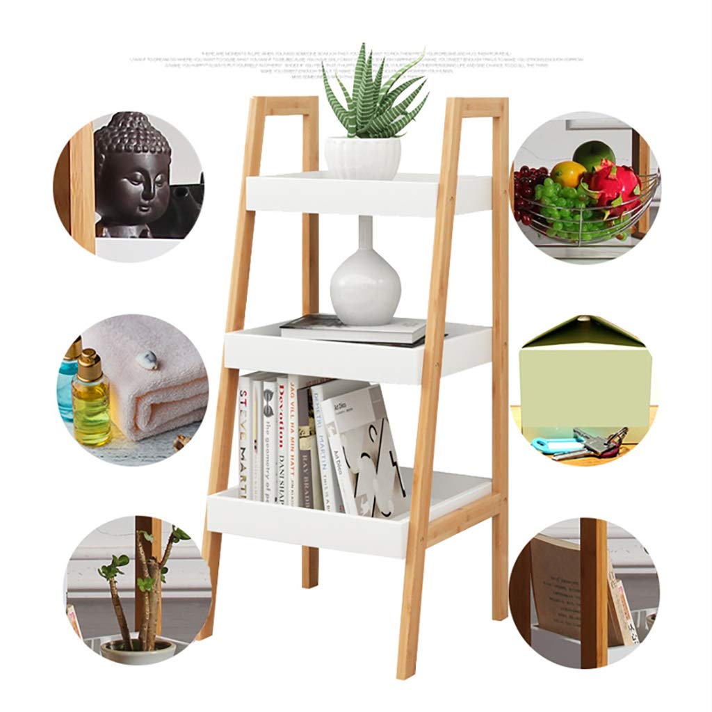 Estantería de bambú de 3 niveles con forma de escalera, para baño, cocina, sala de estar