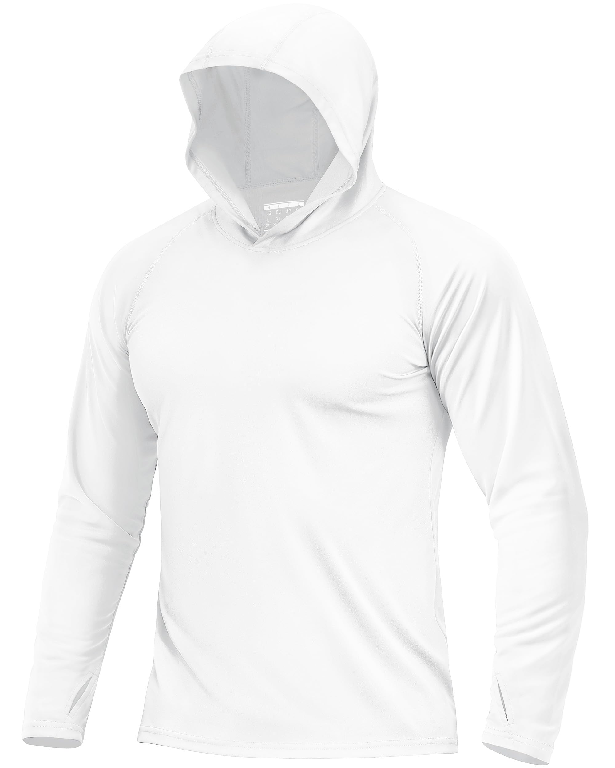 Photo 1 of Boladeci SPF Shirts for Men Fishing Hoodie UPF 50 Long Sleeve Swim Shirt Sun Protection with Hood UV Summer Water Rash Guard Tops White L